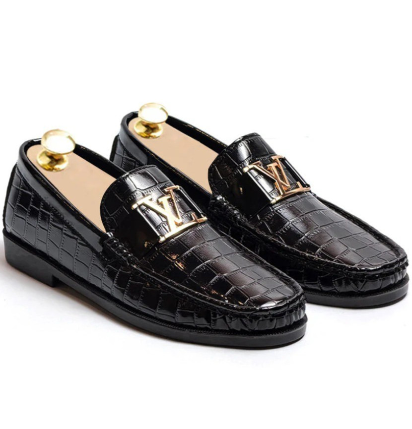 Handmade Black Moccasin Men Crocodile Leather Dress Shoe, Office Shoes For Mens