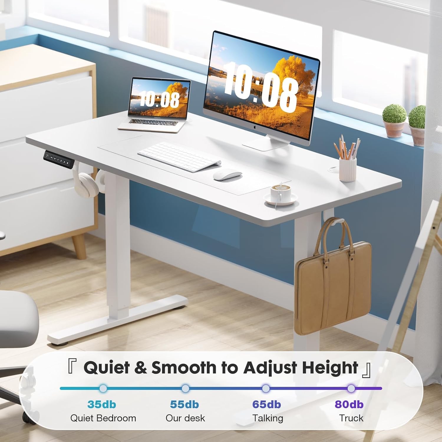 Sweetcrispy Electric Standing Desk Adjustable Height, 55x24 Inch Sit Stand Up Ho