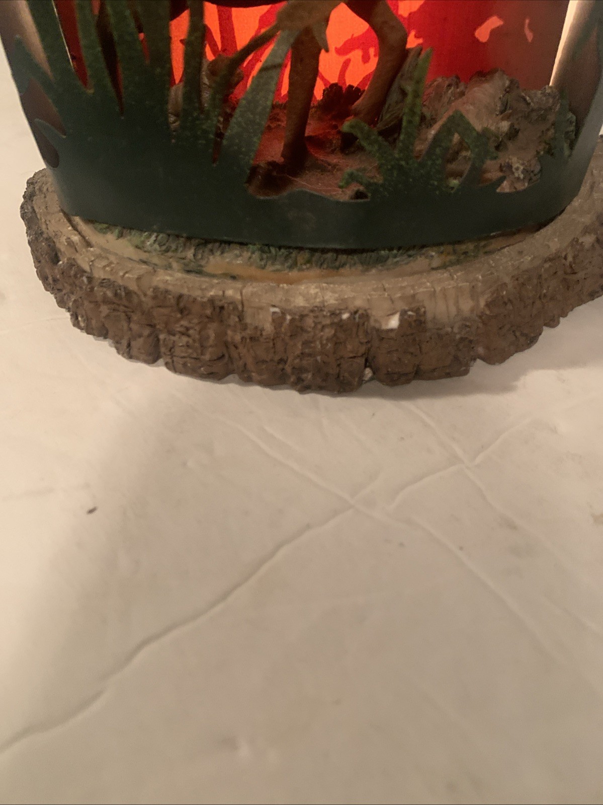 Night Light Light Up Rustic Woods Trees Moose Cattails Stump 7.5”