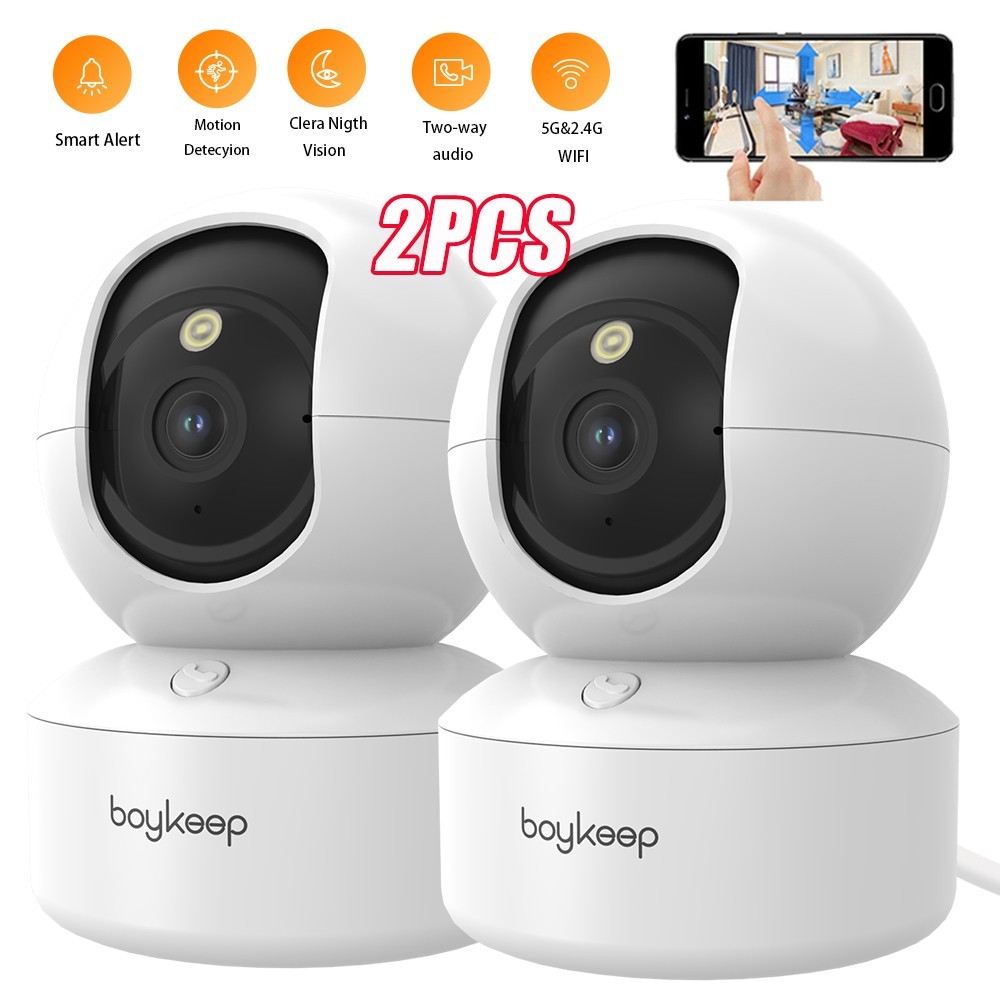 Wireless 5G WiFi Security Camera 2K Smart Home Indoor Night Vision Wired Cam 2PC