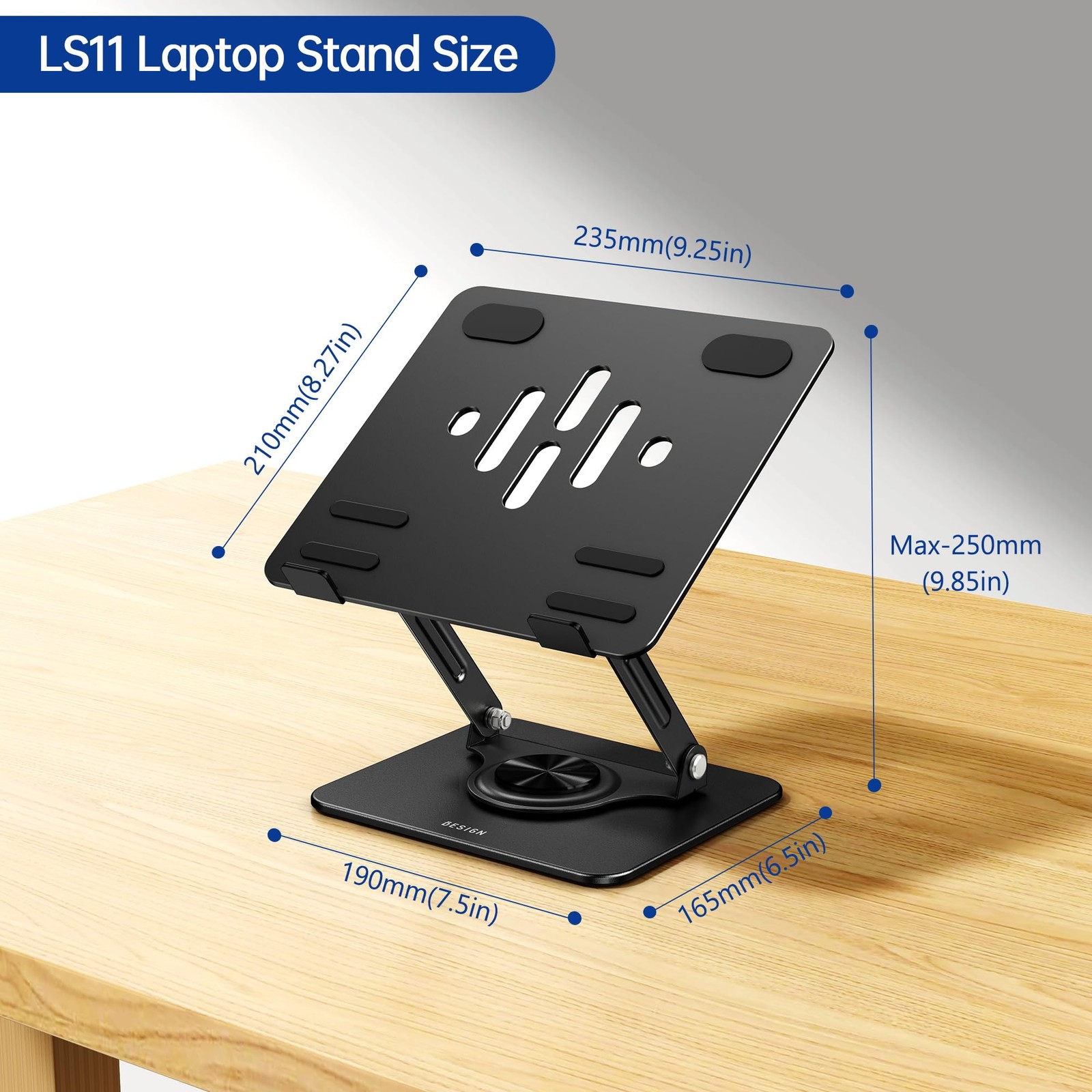 Laptop Stand with 360° Rotating Base, Ergonomic Adjustable Notebook Riser, Fo...