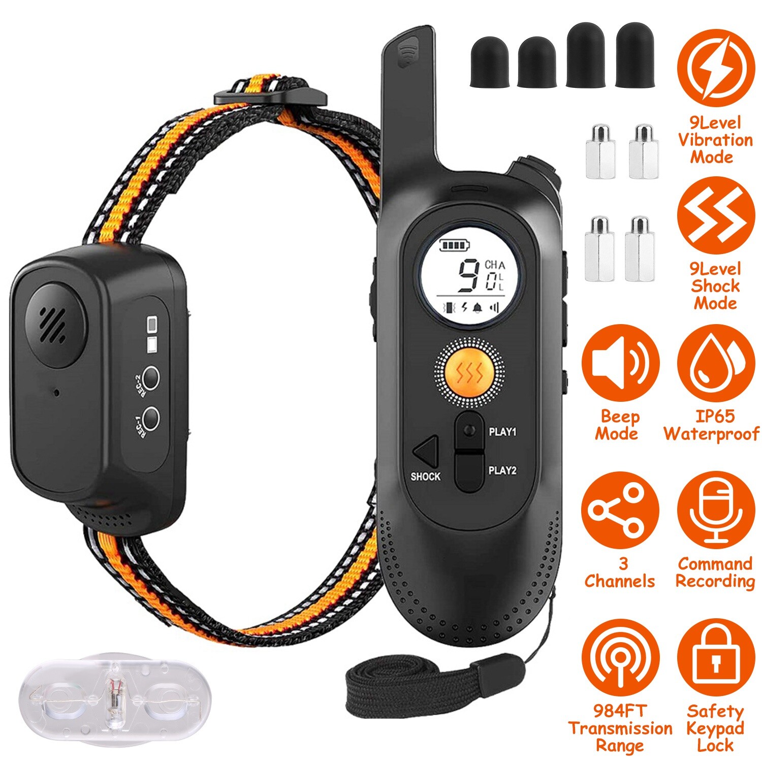 Dog Training Collar Pet Electric Shock Collar Waterproof with Remote For Dogs