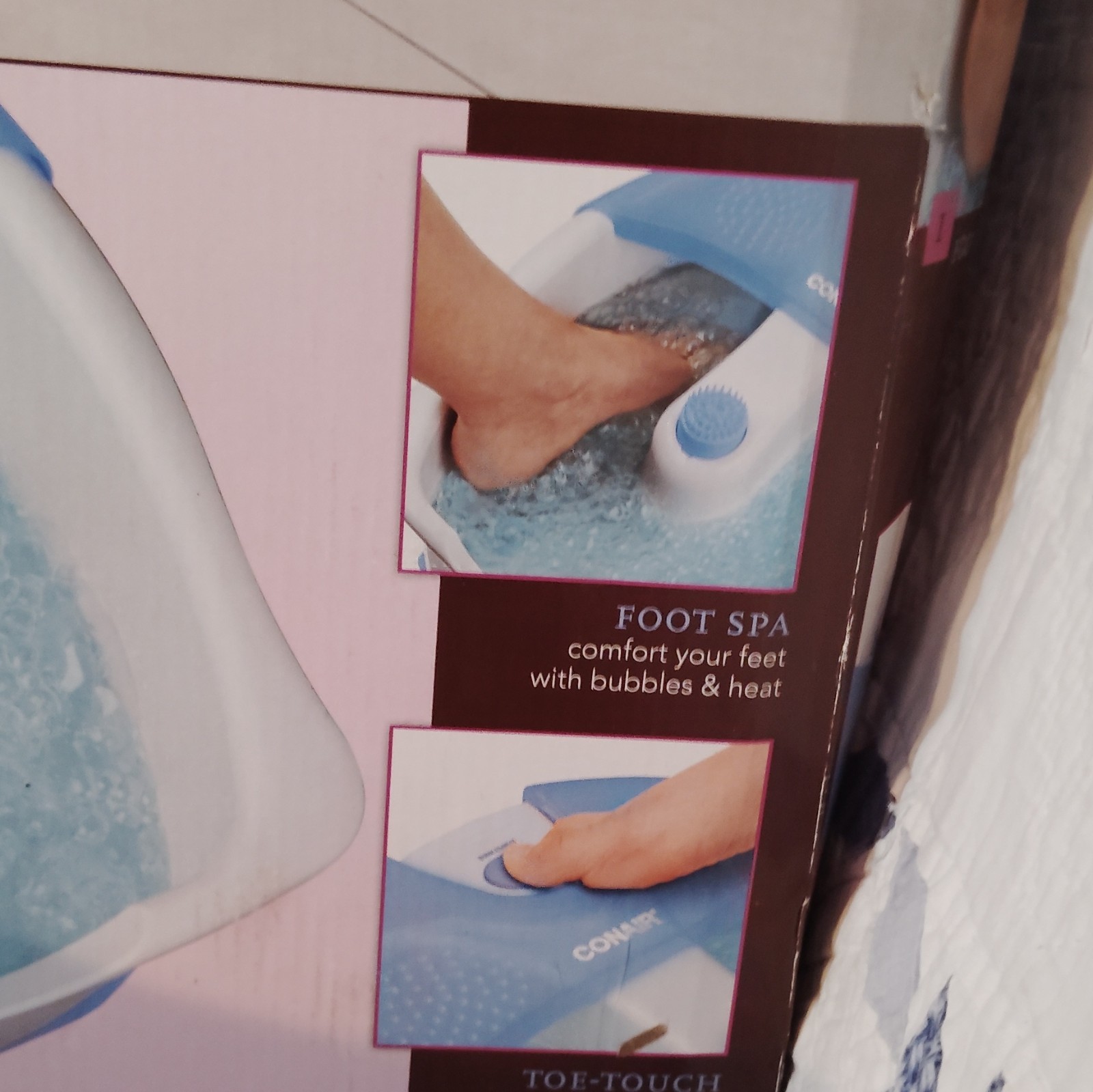 Conair FB3 Foot Bath Heated Bubbles Vibration Toe-Touch Control Blue/White