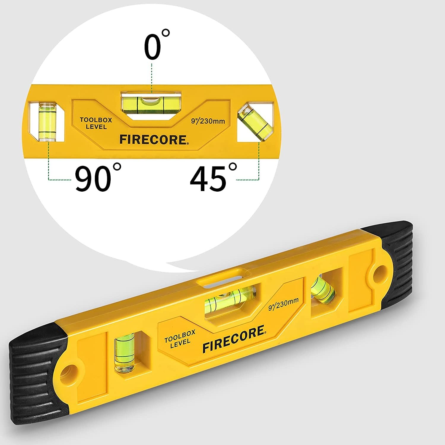 Firecore 3pcs Magnetic Torpedo Level, 9-Inch Shockproof Toolbox Level Orange