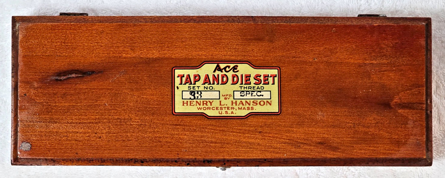 VTG Ace Tap and Die Set No. 33 Henry L Hanson USA Wood Box Machinist
