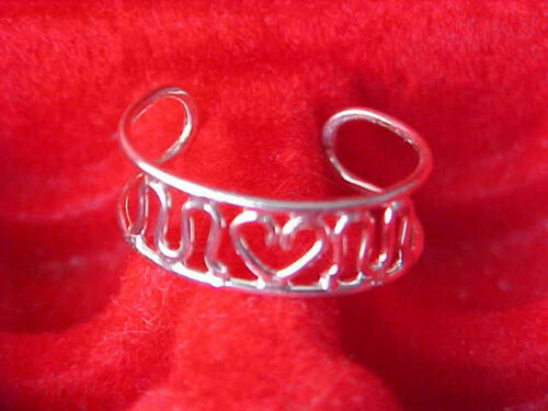 Toe Ring Heart Motif .925 Silver Adjustable NEW