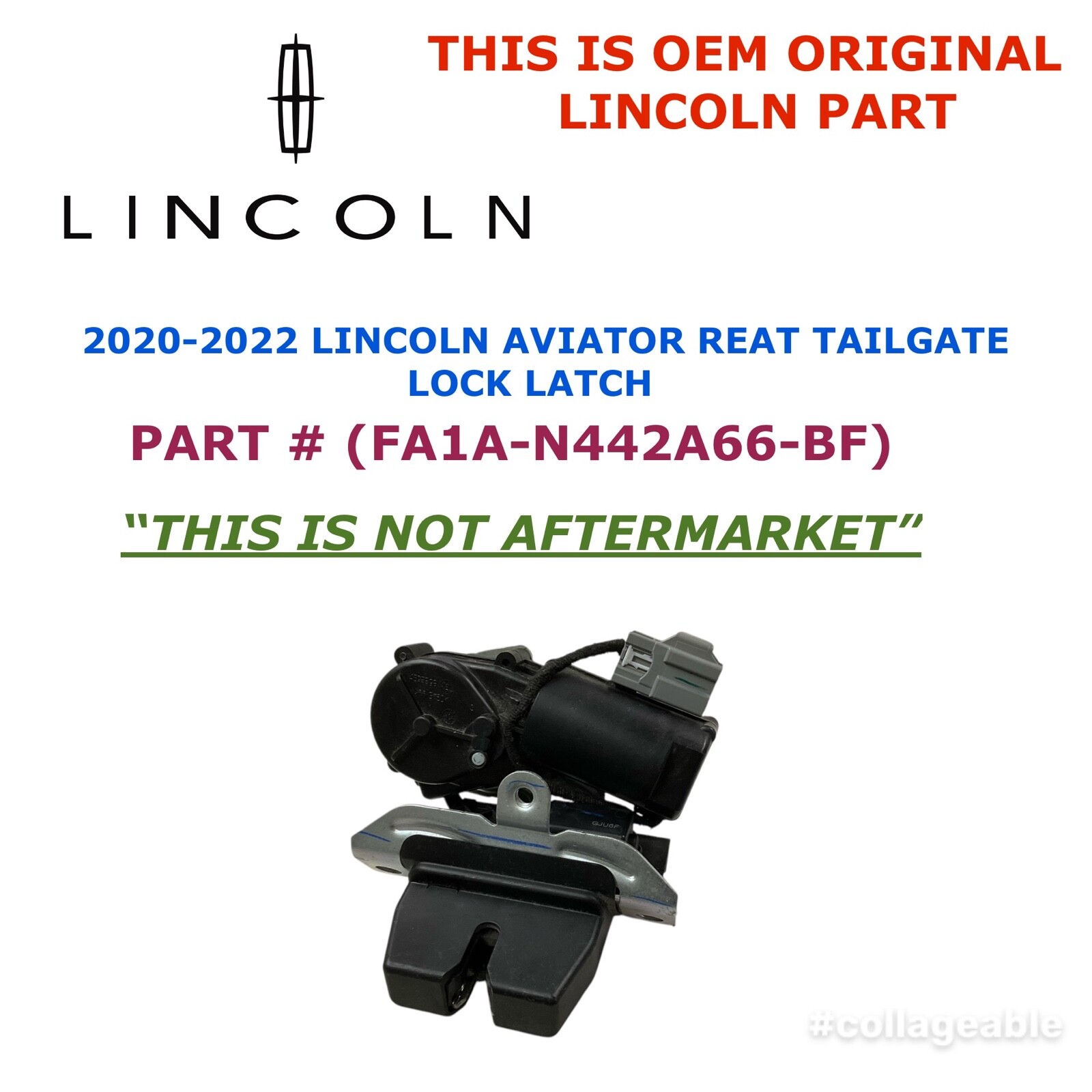 2020 2021 2022 Lincoln Aviator rear tailgate lock latch actuator FA1A-N442A66-BF