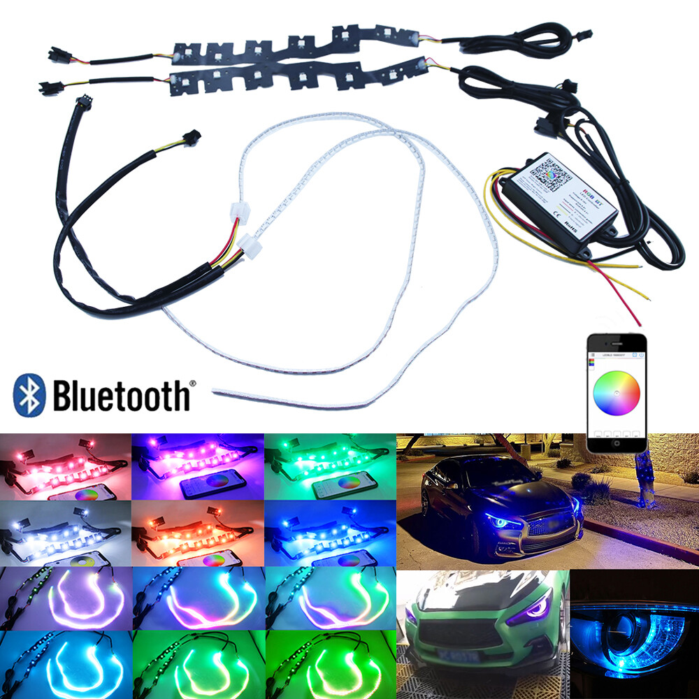 Bluetooth RGBW Multicolor LED DRL Board Lighting w/ Strip Light For Infiniti Q50
