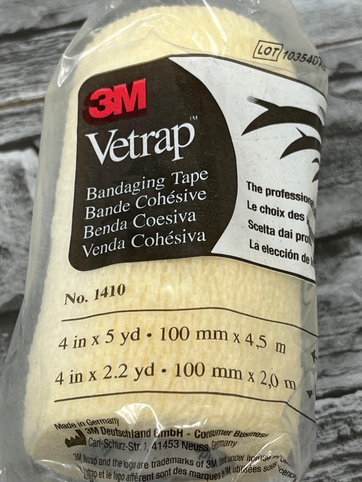 3 Pack 3M Vetrap Bandaging Tape 1410W BULK, 4 in x 5 yd (100 mm x 4.5 m) New
