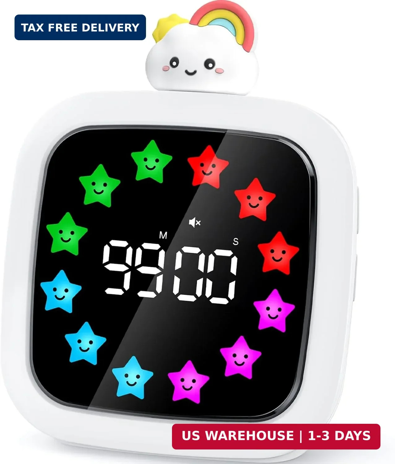 Digital Visual Timer for Kids, 99-Minute Countdown, Rechargeable | 19 Music Alar