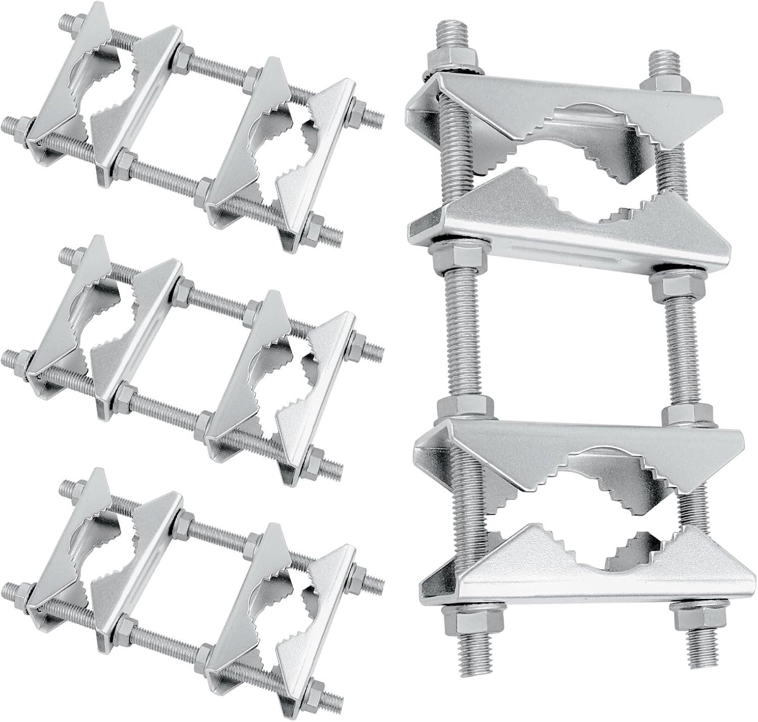 Double Antenna Mast Clamp - Heavy Duty Galvanized Iron Mount for Secure Pole-To-