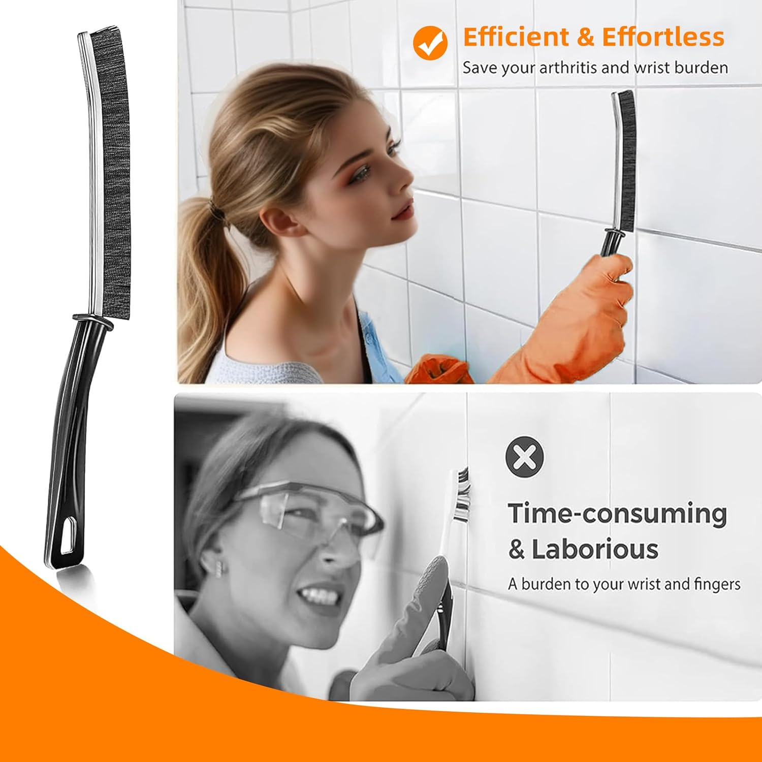 3Pcs Hard-Bristled Crevice Cleaning Brush, Multifunctional Thin Gap Scrub Brush,