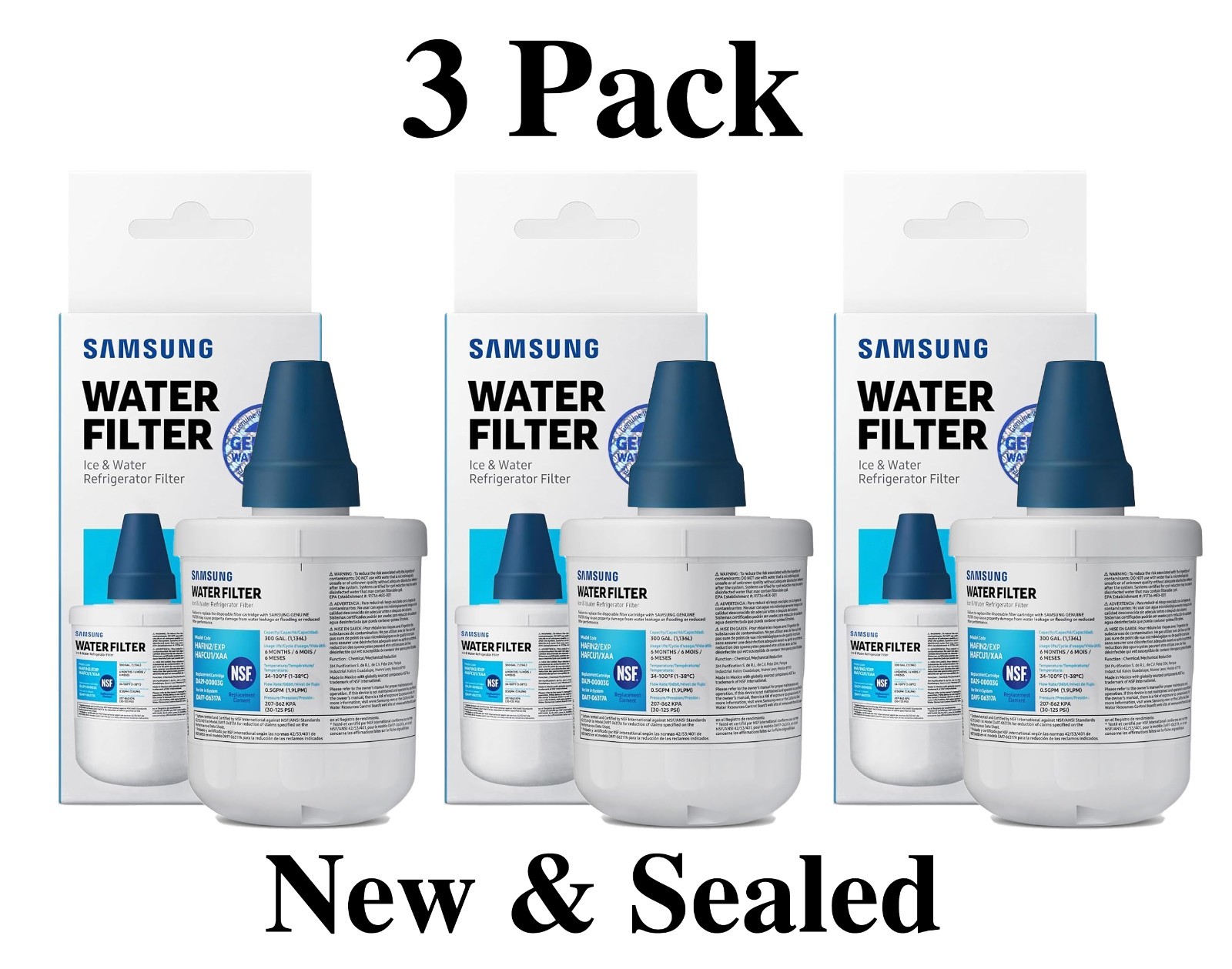 3x NEW! Genuine OEM Samsung DA29-00003G Refrigerator Water Filter FREE SHIPPING!