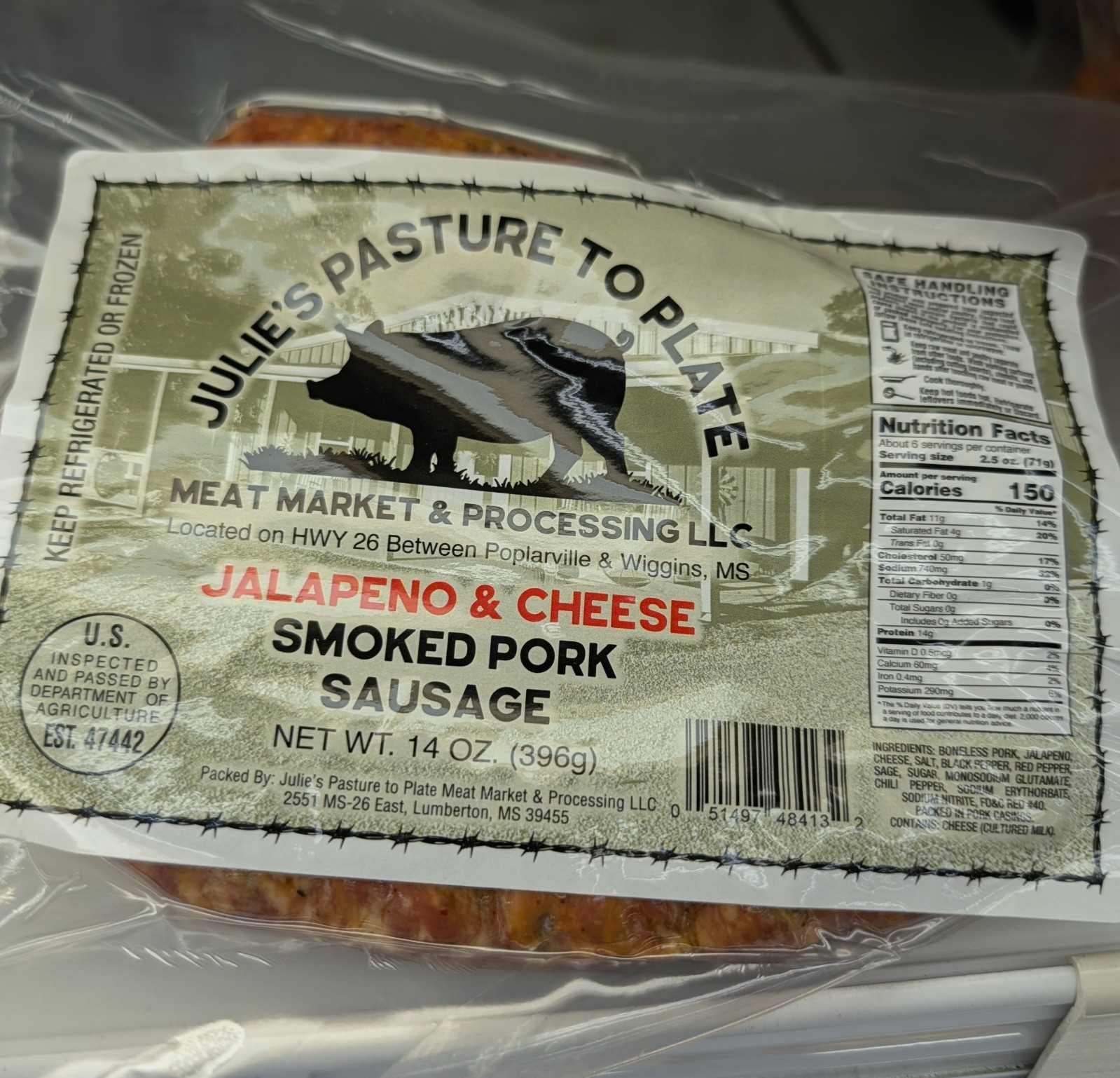 Julie's Pasture To The Plate Jalapeno Cheddar Sausage 14 Oz (4 Pack)