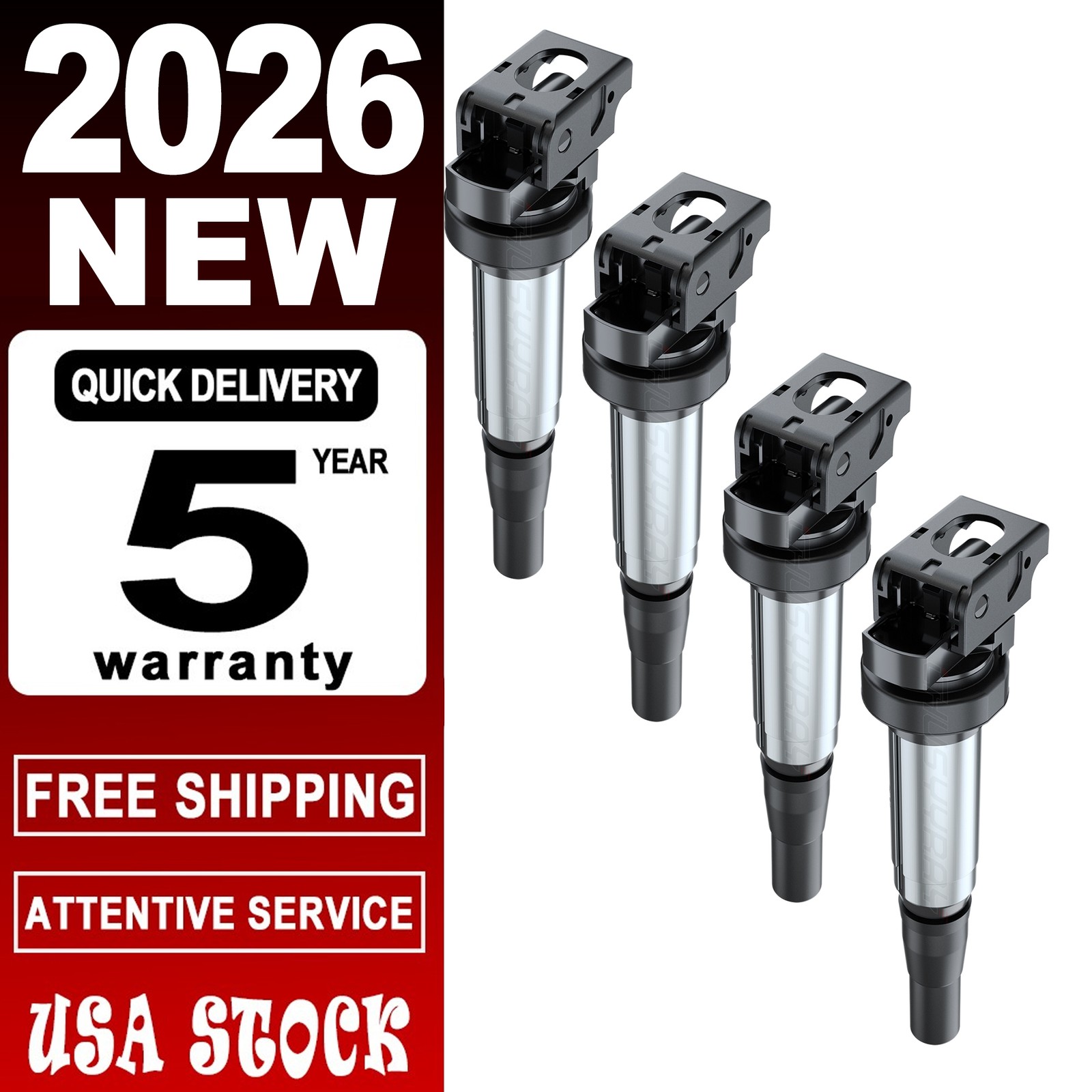 4PCS Ignition Coil UF598 For 2007 2008 2009-2014 2015 Mini Cooper 1.6L