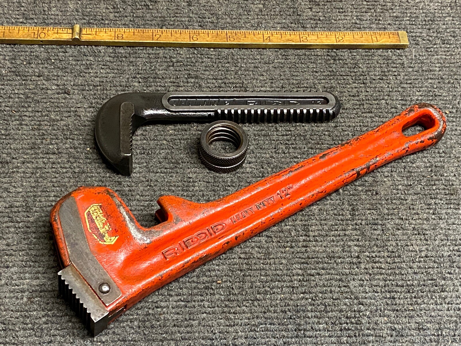 Vintage 12” Ridgid Adjustable Pipe Wrench Lightly Used Partial Sticker USA