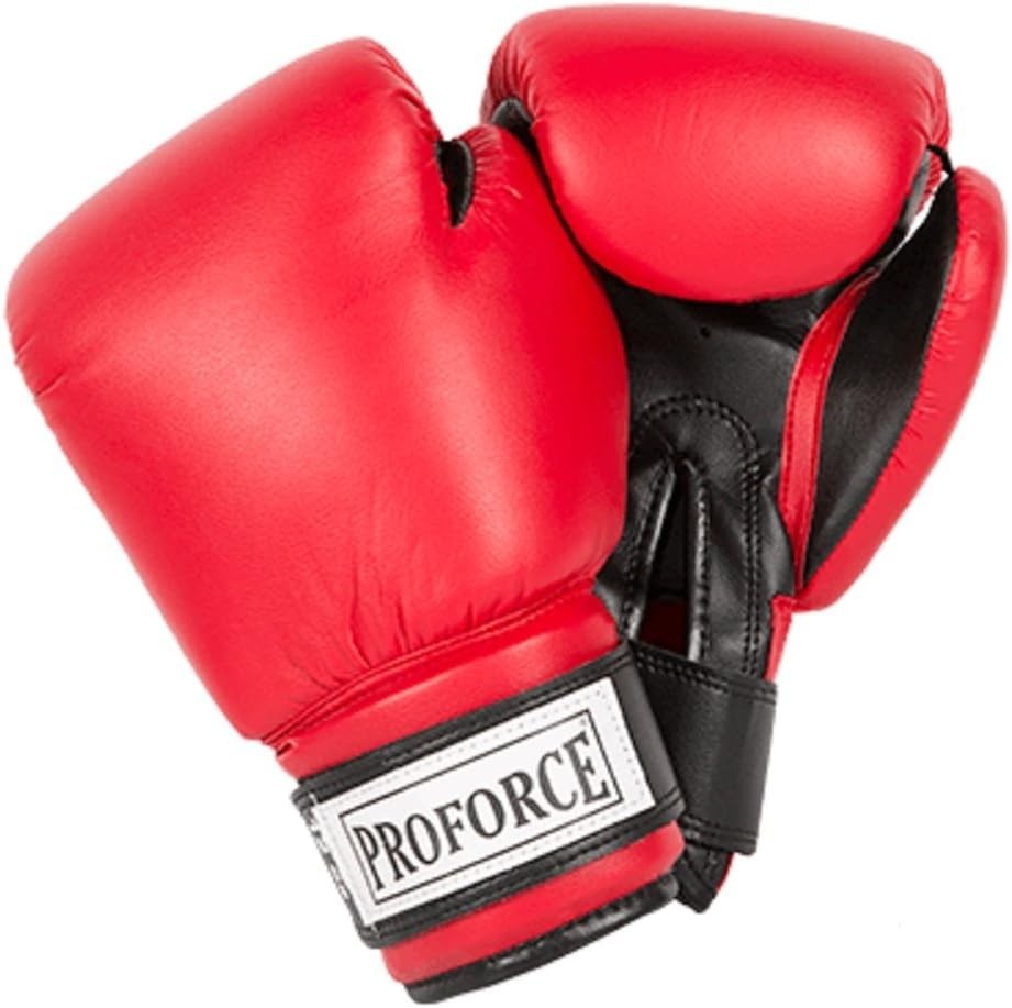 ProForce Unisex Leatherette Boxing Gloves - Red/Black, 14oz