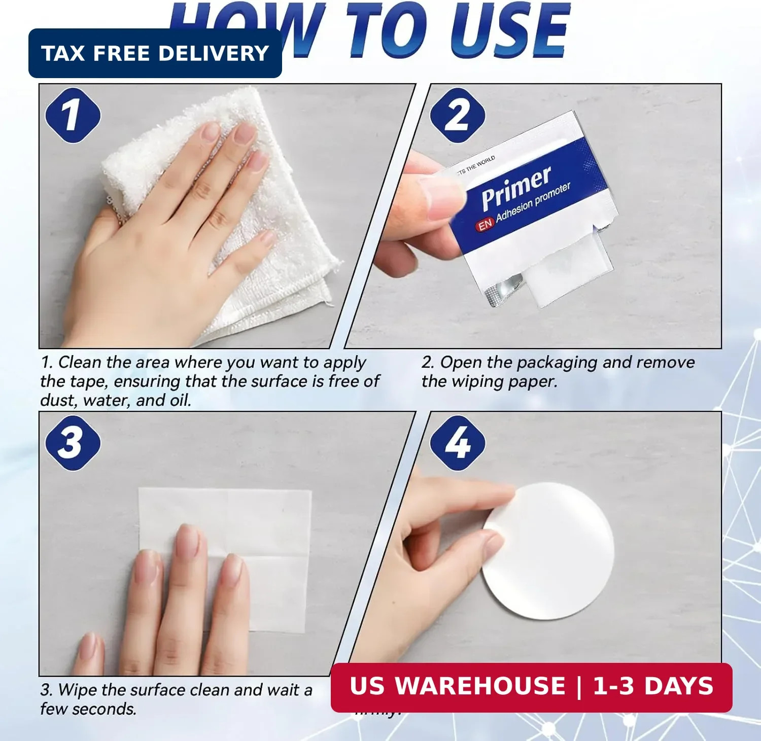 Adhesion Promoter Pads set Pre-Saturated Surface Primer set 20 Pack