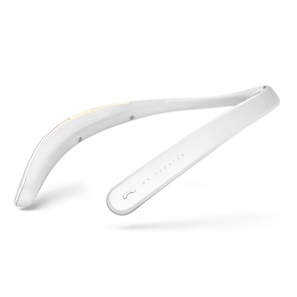 Wireless Bluetooth Wearable Neckband Stereo Speaker Headset in White