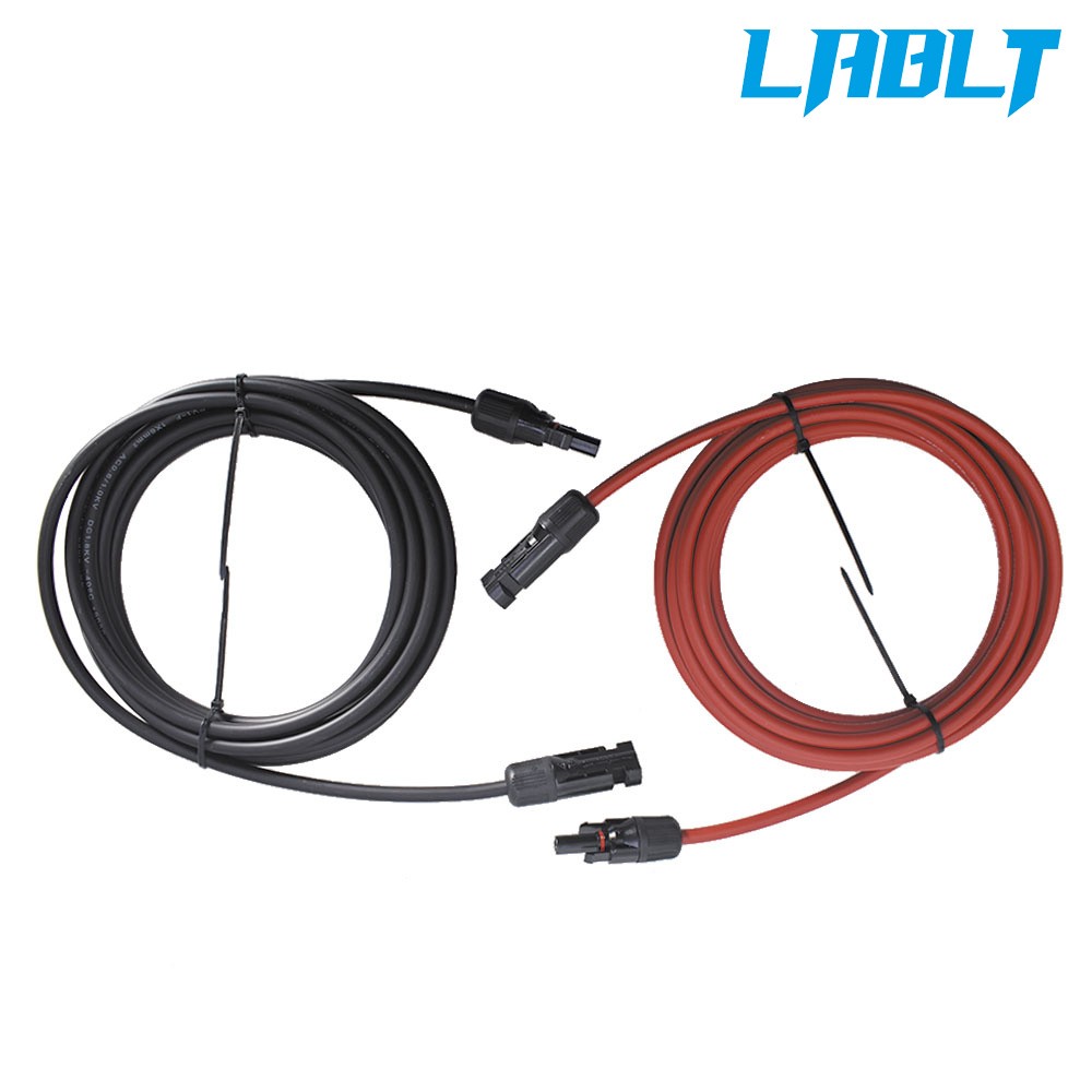 LABLT 10 AWG 15 FT Solar Panel Extension Cable Wire Connector Black + Red