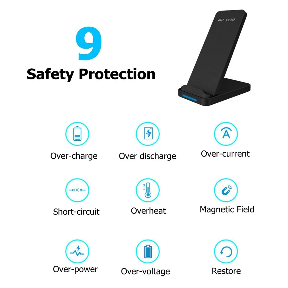 Wireless Fast Charger Charging Stand Dock For Samsung Galaxy iPhone Mobile
