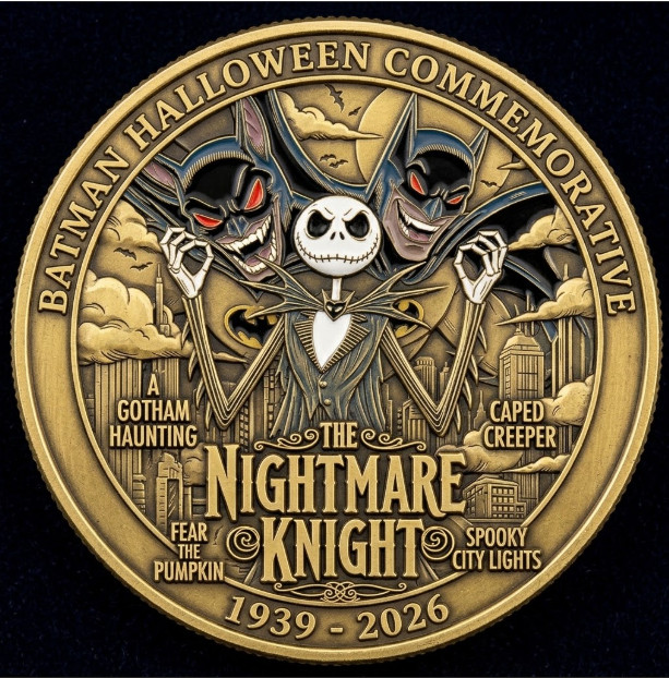 Vintage Jack Skellington & Batman Halloween  Commemorative Coin P259