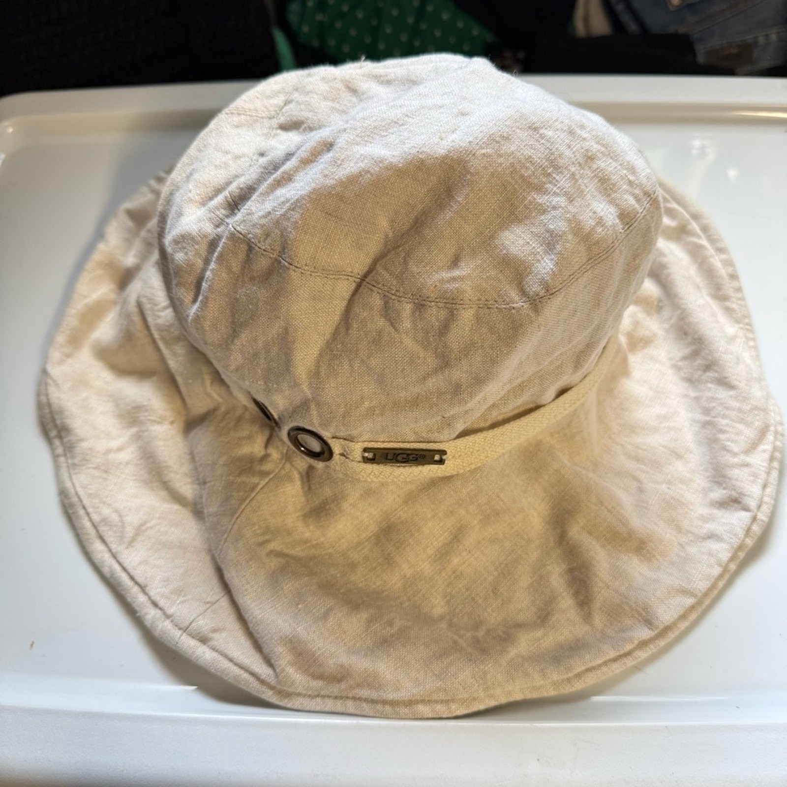 Ugg bucket hat beige linen blend OS