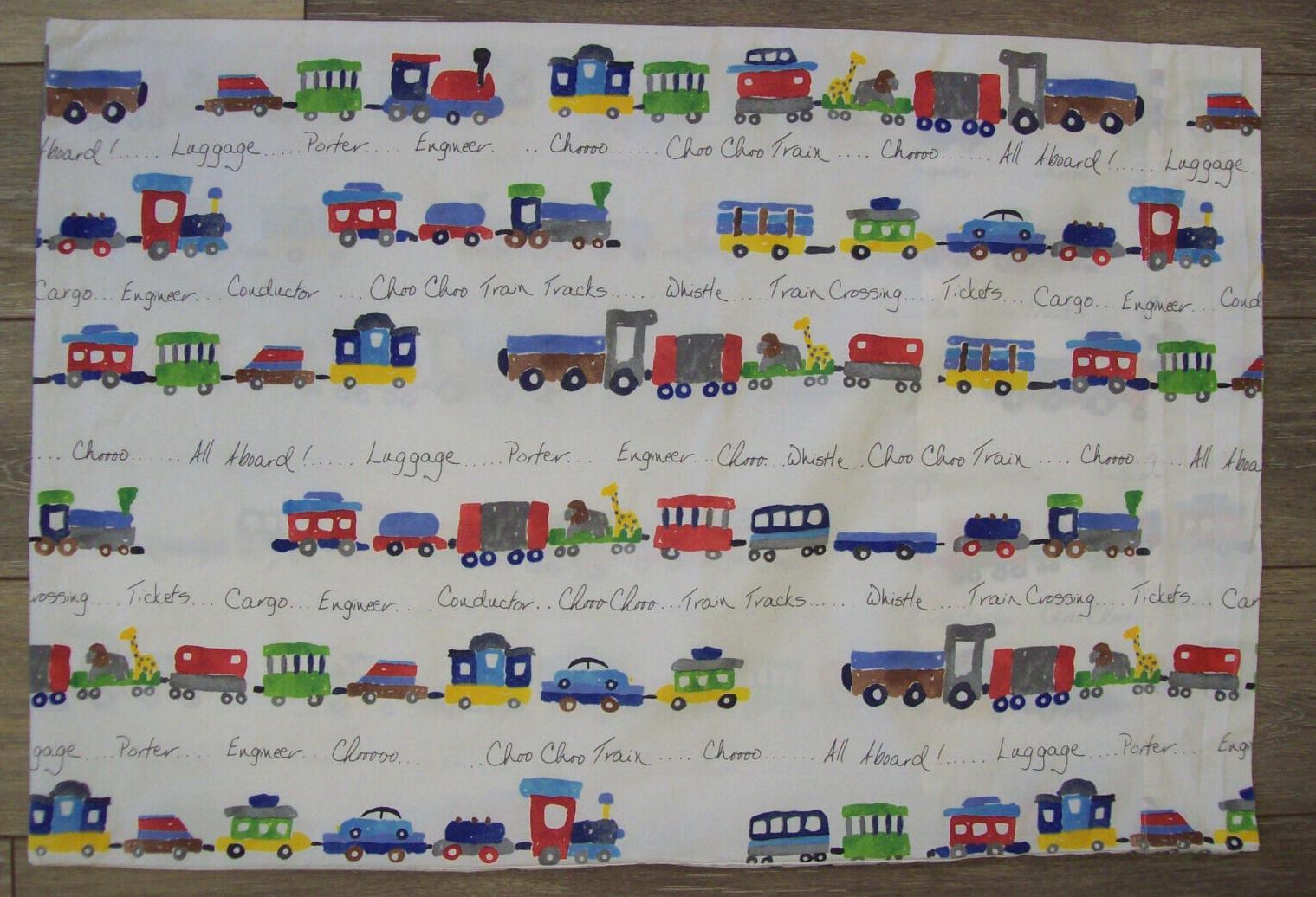 Pottery Barn Kids Choo-Choo Train Standard Pillowcase~100% Organic Cotton