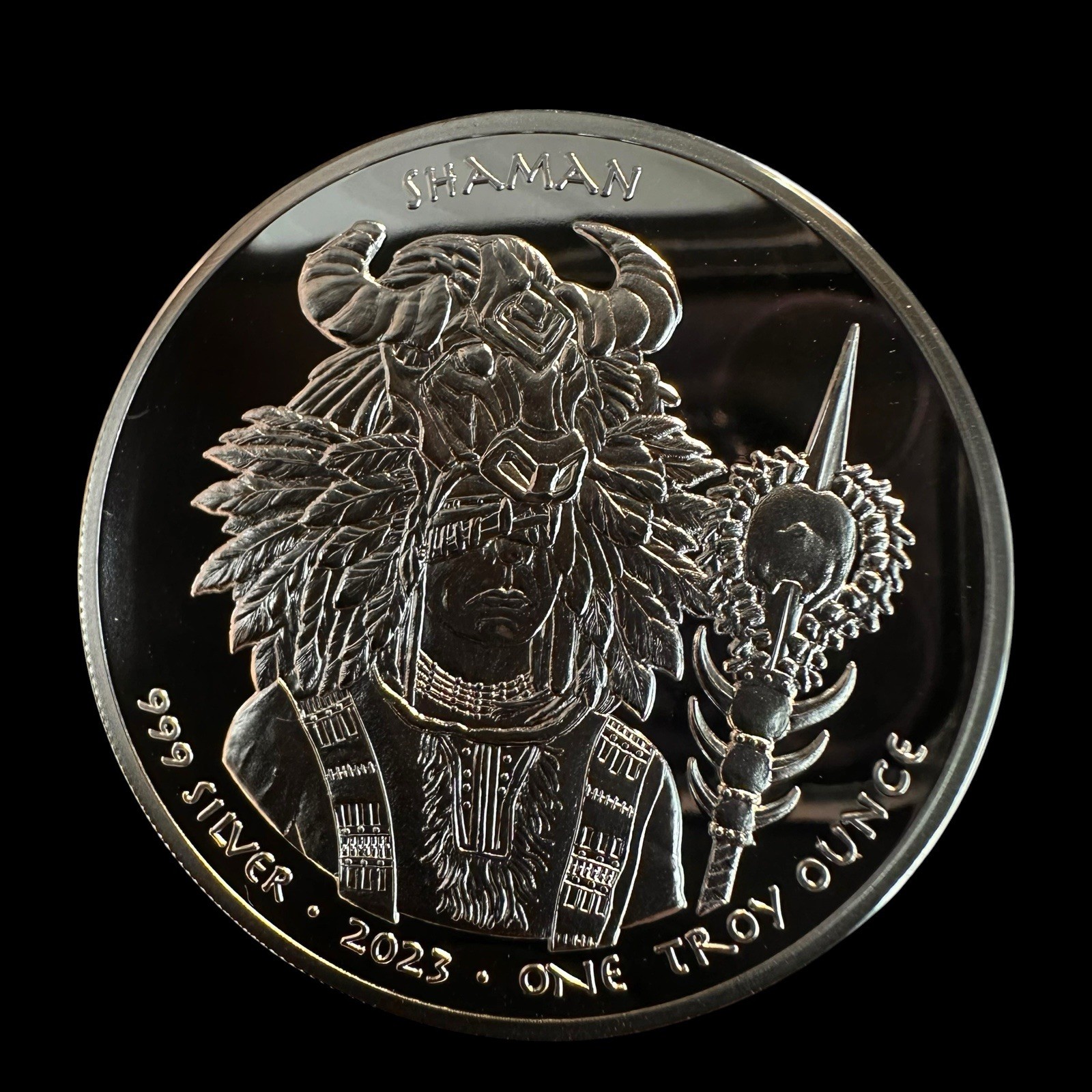 2023 $1 Oglala Lakota Sioux Nation SHAMAN  1 oz 999 Silver - In Original Box
