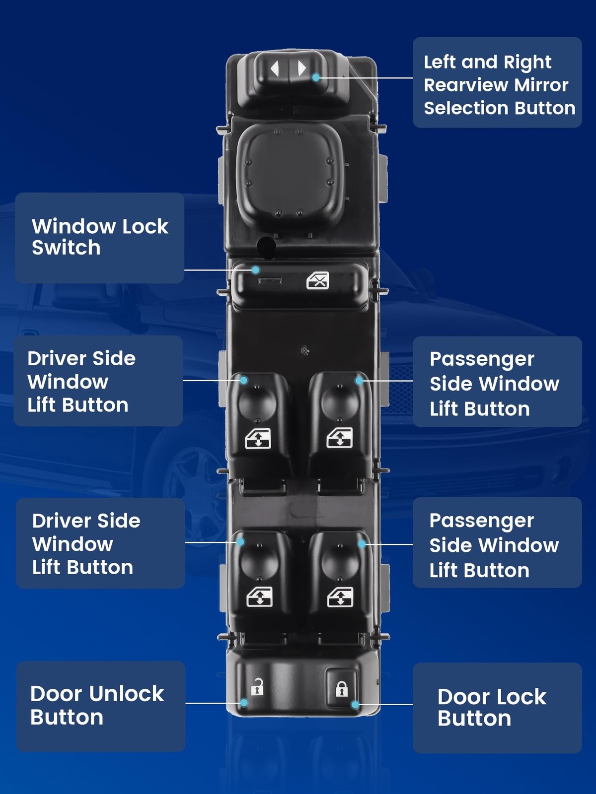 15883323 Front Left Power Master Window Switch Compatilbe with 2003-2006 Chev...
