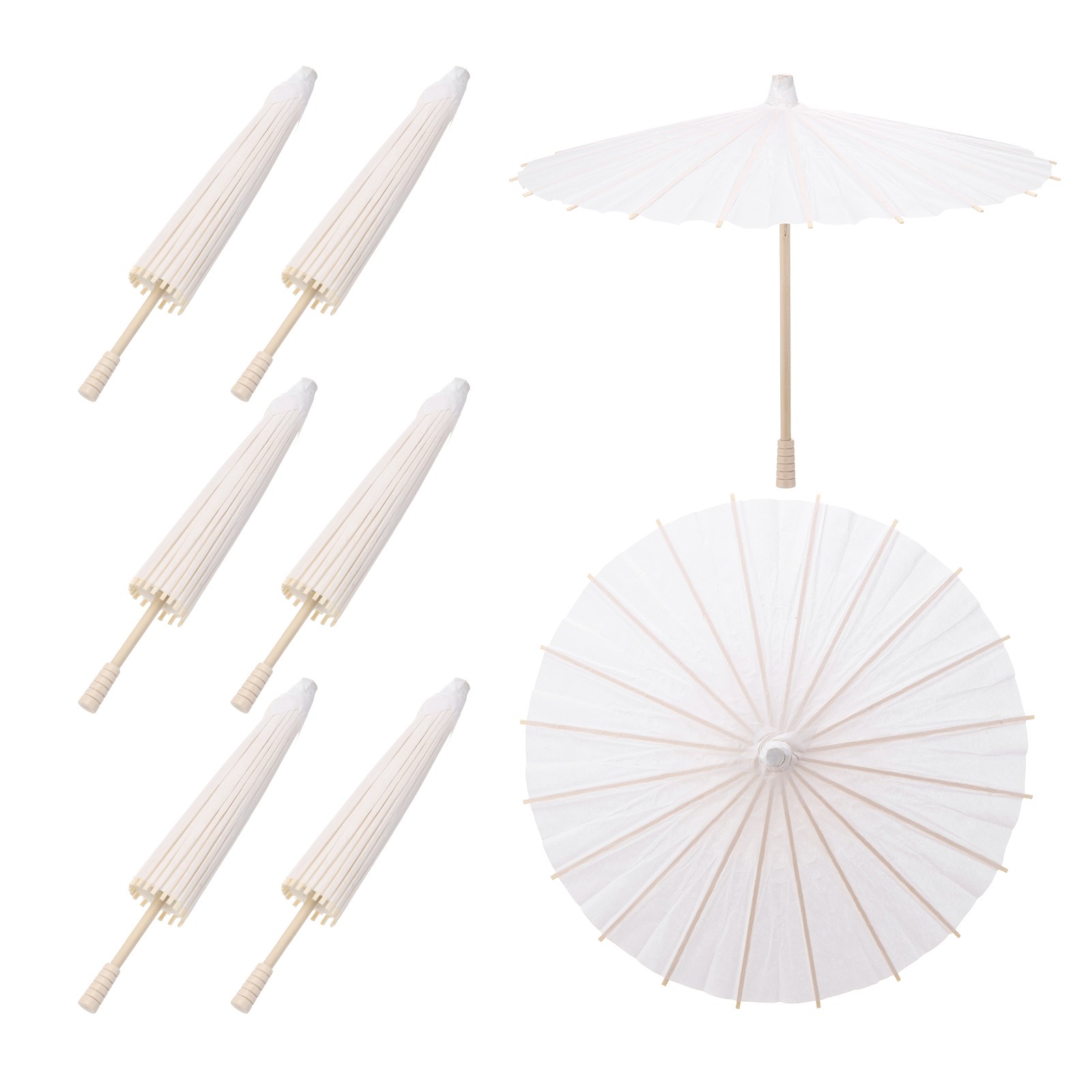 6 Pcs Paper Umbrellas ,12" Paper Parasol Umbrella for Craft,White