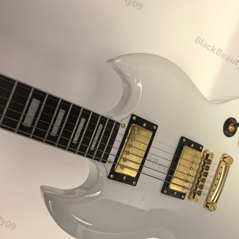 Classic Solid Body Electric Guitar White Stainless Rounded Fret Edge Bone Nut