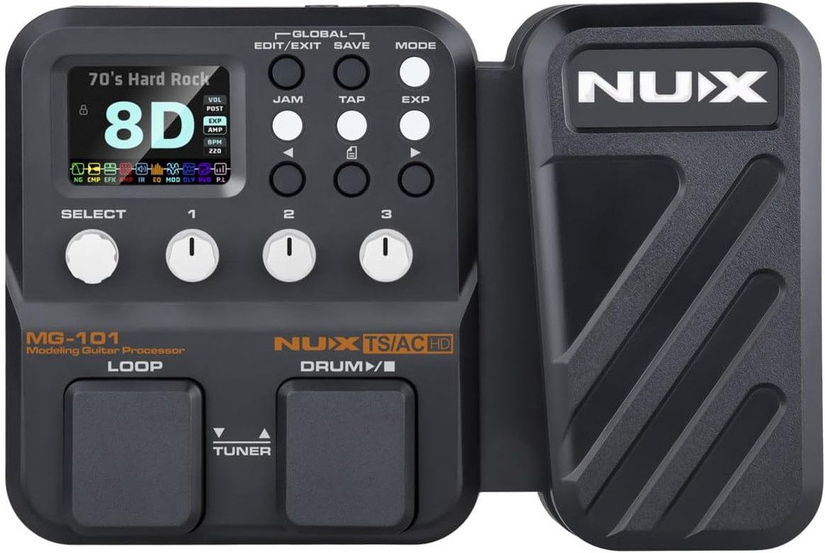 MG-101 Multi Effects Pedal, 25 Classic Amps, 512 Samples IR Resolution, 46 FX, E