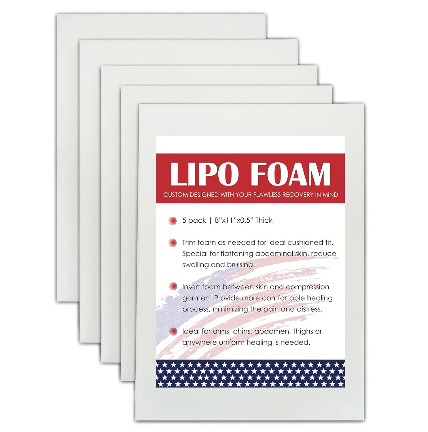 KUSMOO 5 Pack Lipo Foam Pads for Post Surgery Ab Board Liposuction Surgery Flatt