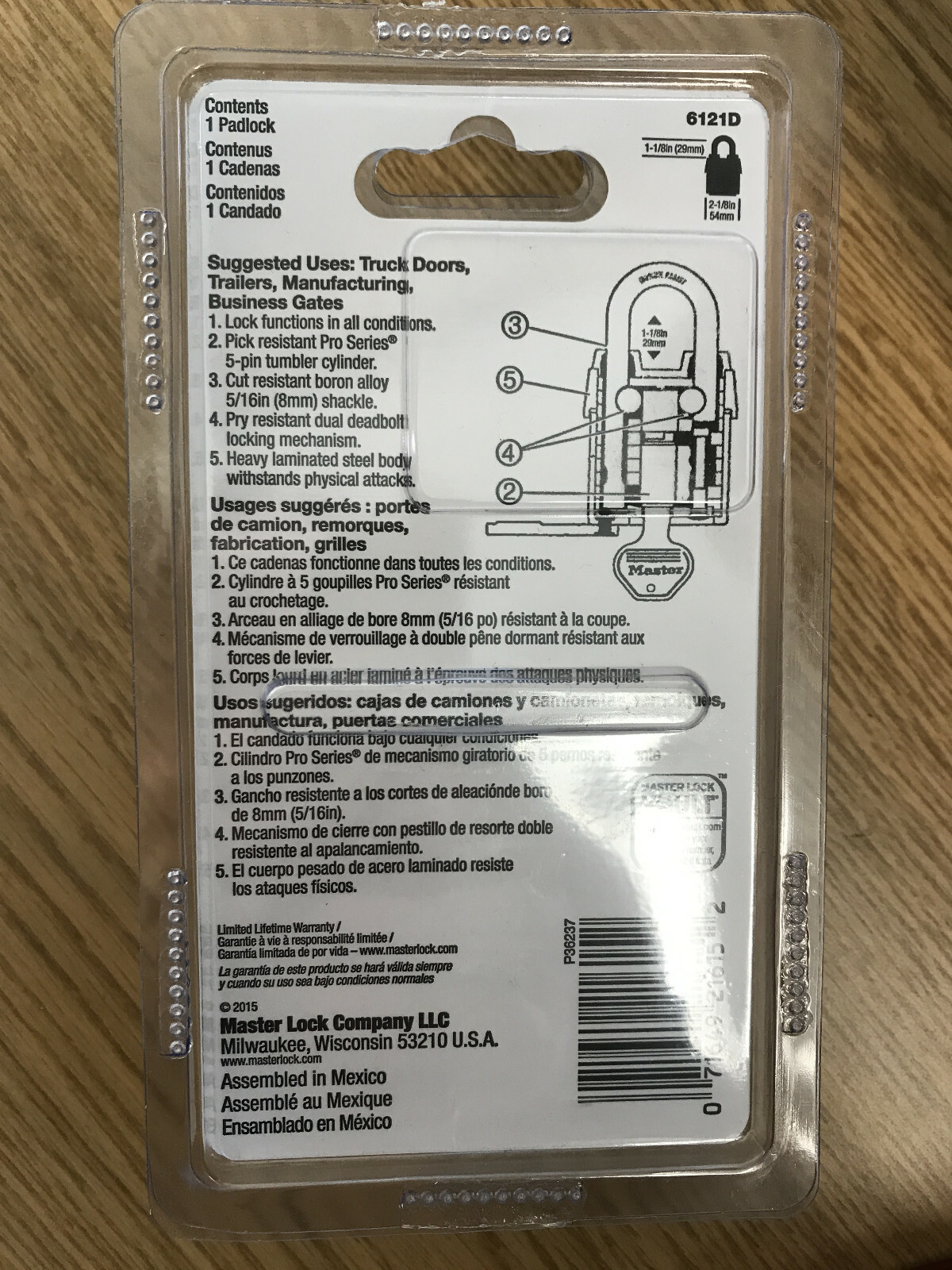 Master Pro Series 6121 Rekeyable Padlock - Keyed Different