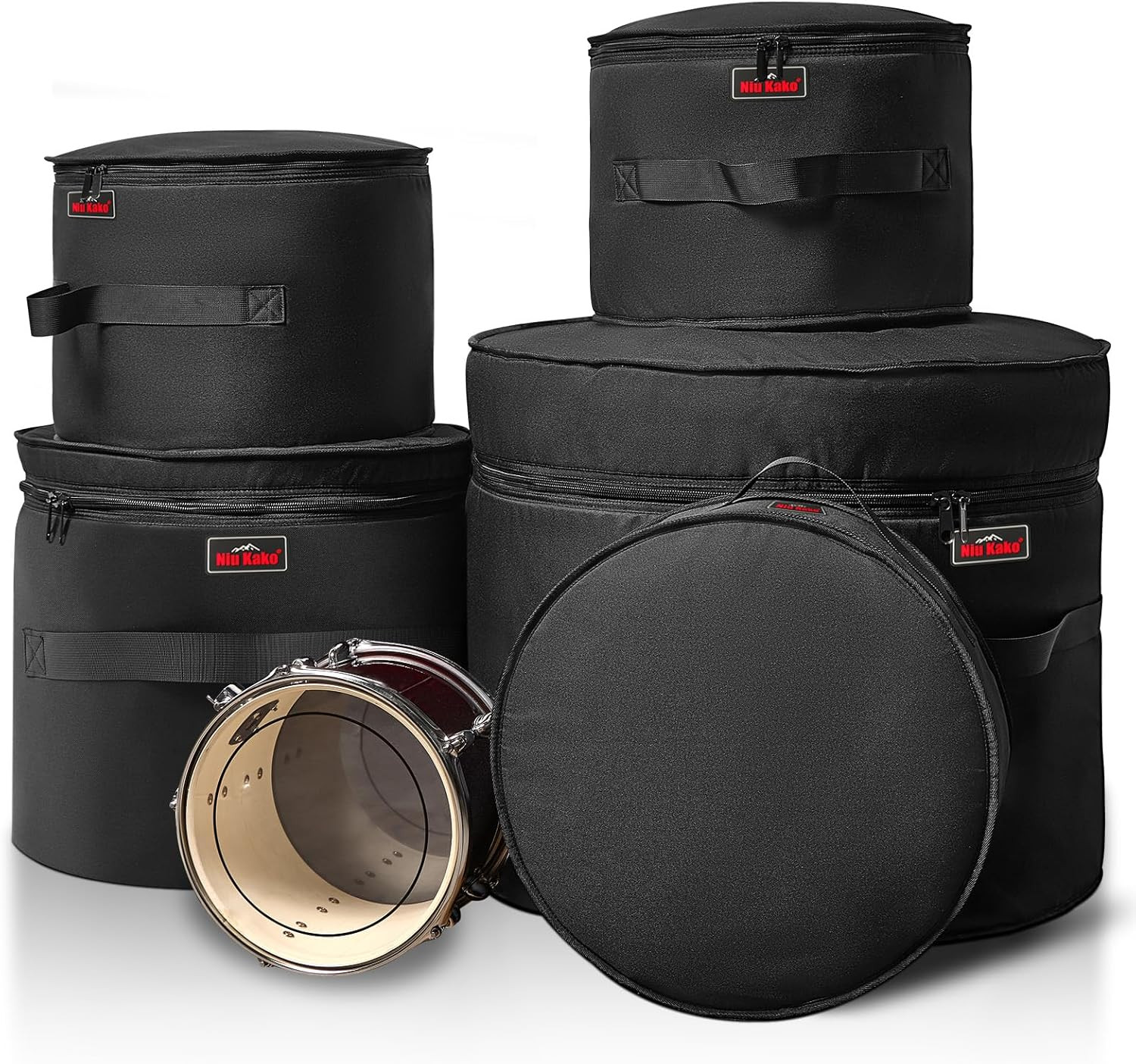 5 Piece Padded Drum Case Set -22" Kick, 12"/13"/16" Toms & 14" Snare