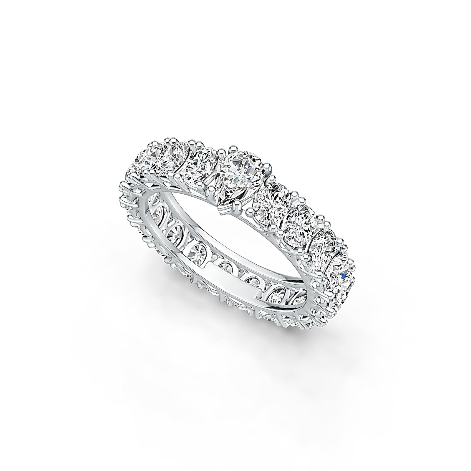 Sterling Silver Semi Mount Ring Setting Pear PE 6X4mm with White Topaz