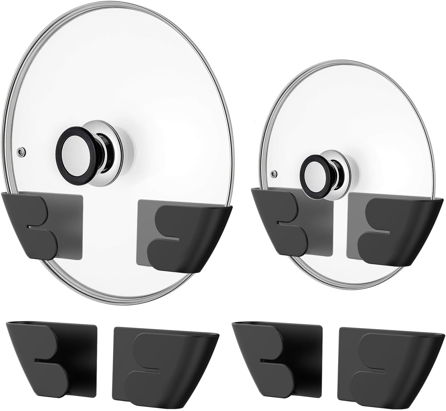 Universal Adjustable Pot Lid Organizer for Cabinet - Upgraded Patented Set of 4