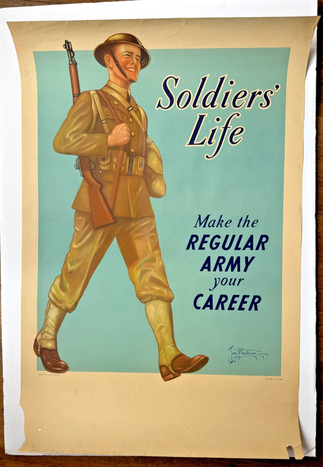 Original 1941 Army Recruiting Poster Soldiers' Life: Make the Army Your Career