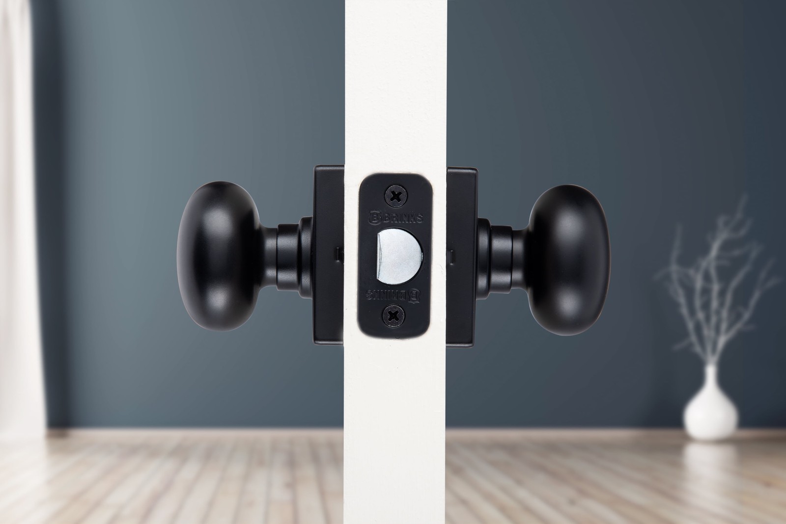 Contemporary Interior Passage Doorknob, Matte Black Keyless Doorknob, 10 Pack