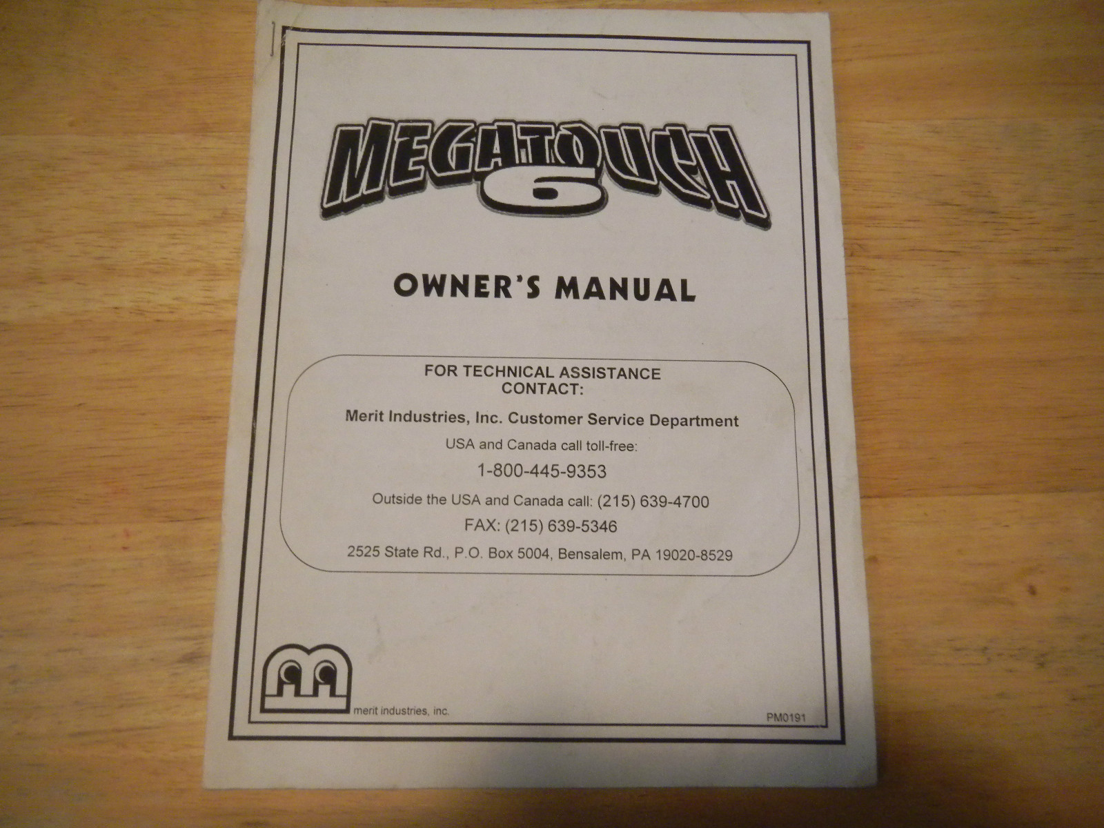 MEGATOUCH 6  MERIT    original video game machine  manual