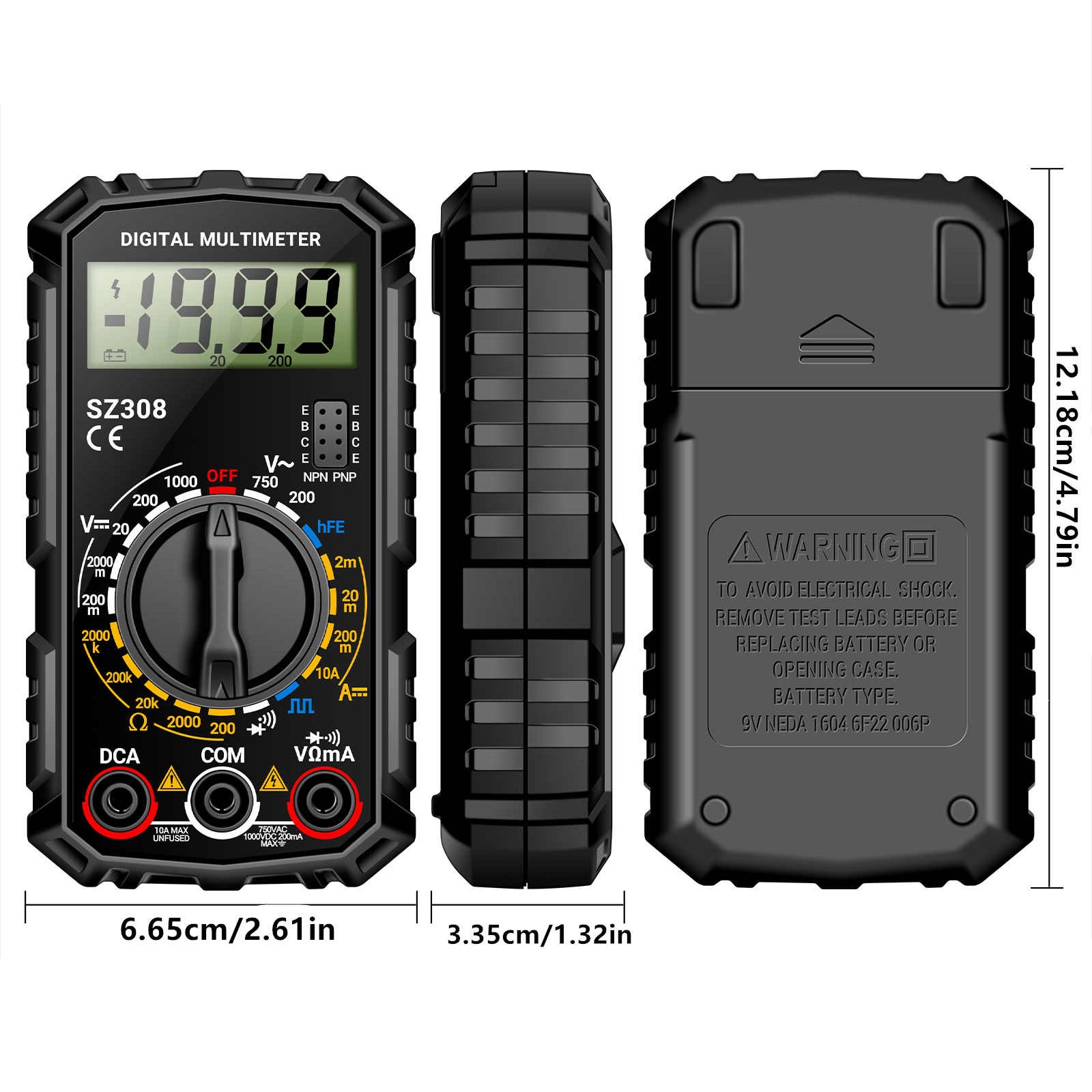 Digital Multimeter Voltmeter Ammeter Ohmmeter for AC DC Voltage Current Tester