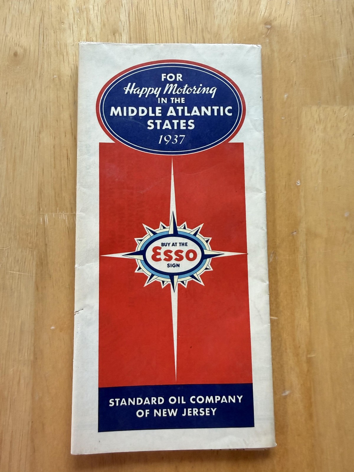Vintage 1937 Esso Middle Atlantic States Road Map Travel Folded Brochure USA