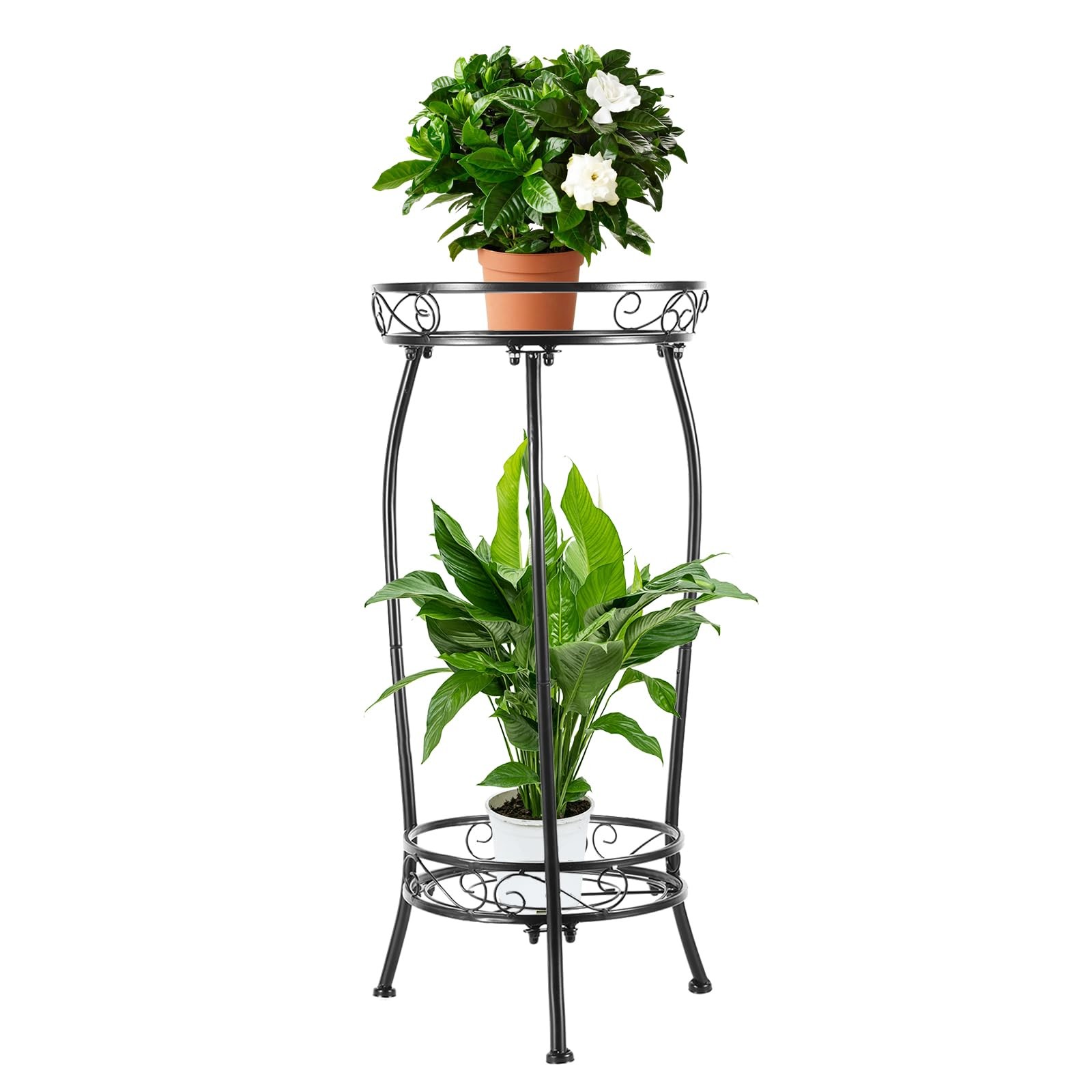 Plant Stand Indoor Outdoor 2 Tier 27" Tall Metal Potted Holder Rack Flower Po...