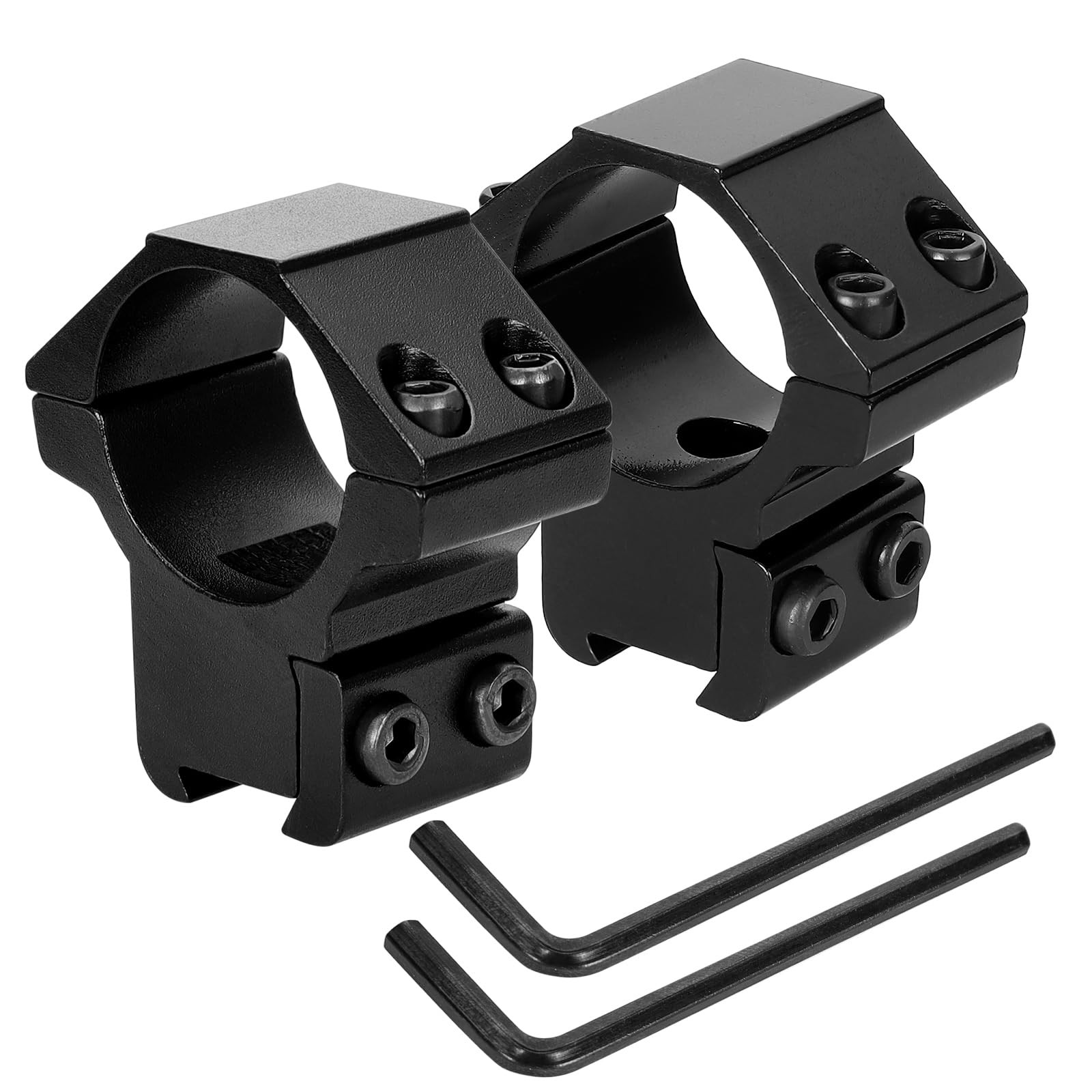 1" Medium Dovetail Scope Rings Set 2Pc for 3/8" Rails, Black w/ Wrenches