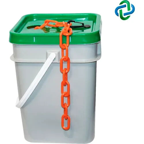 Mr. Chain Plastic Barrier Chain in a Pail, 1-1/2" x 300 ft, Traffic Orange