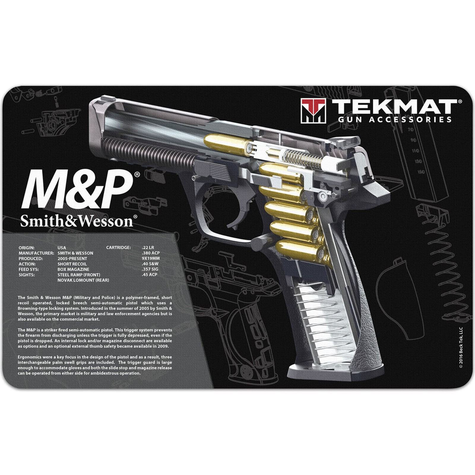 TekMat Original Gun Cleaning Mat - 17" X 11" - Smith & Wesson M&P Cutaway
