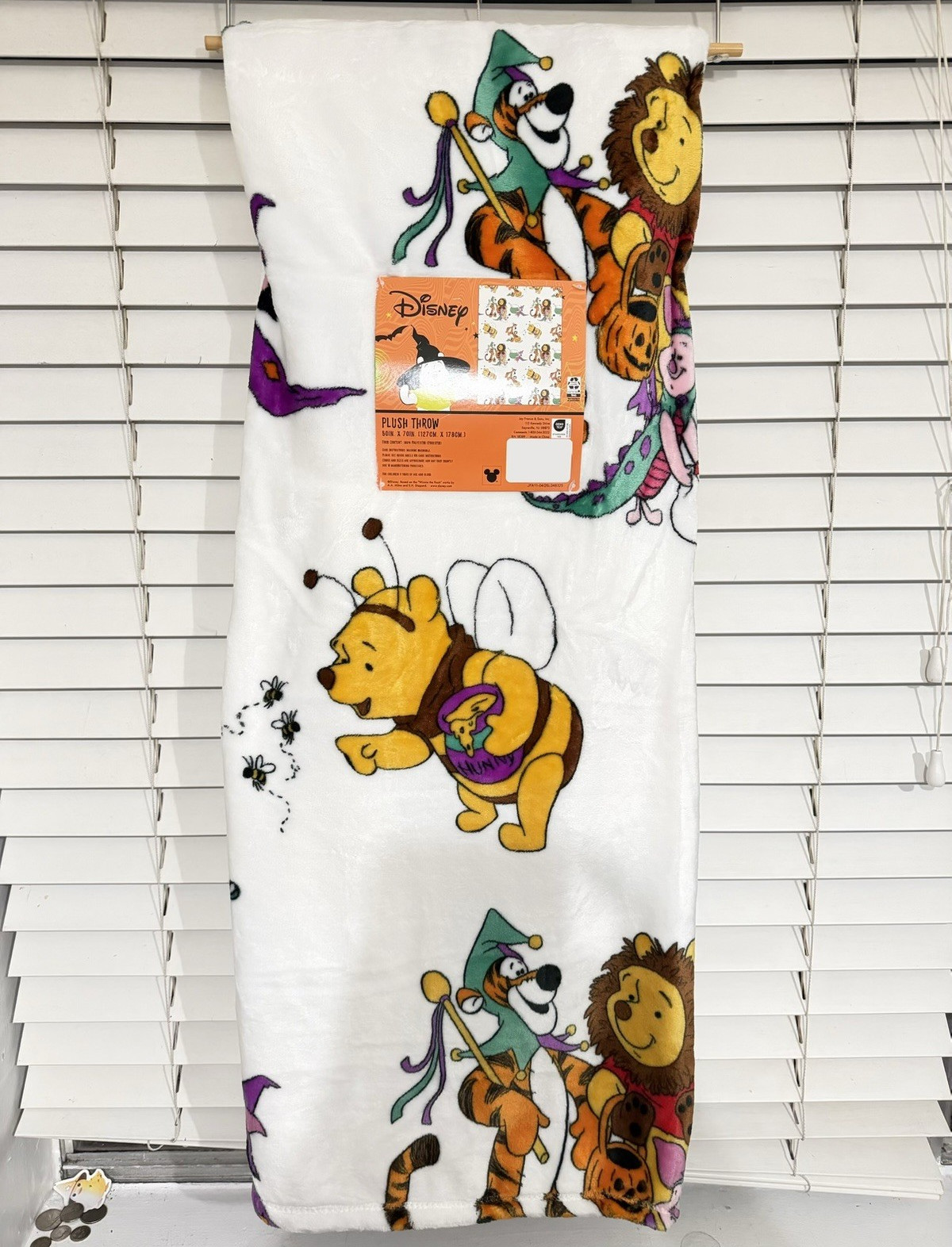 Disney Winnie the Pooh Halloween  Plush Throw Blanket 50 x 70in