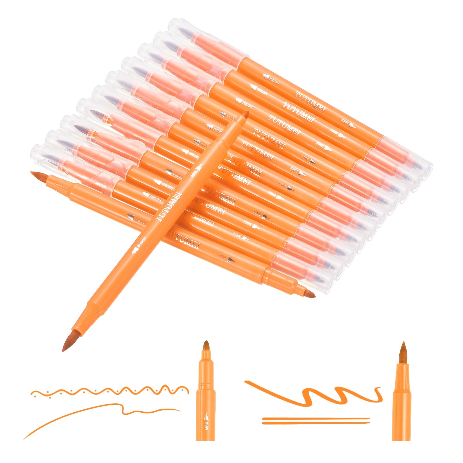 12 Pack Dual Markers Brush Pens Colored Pen Marker Set, Pale Orange