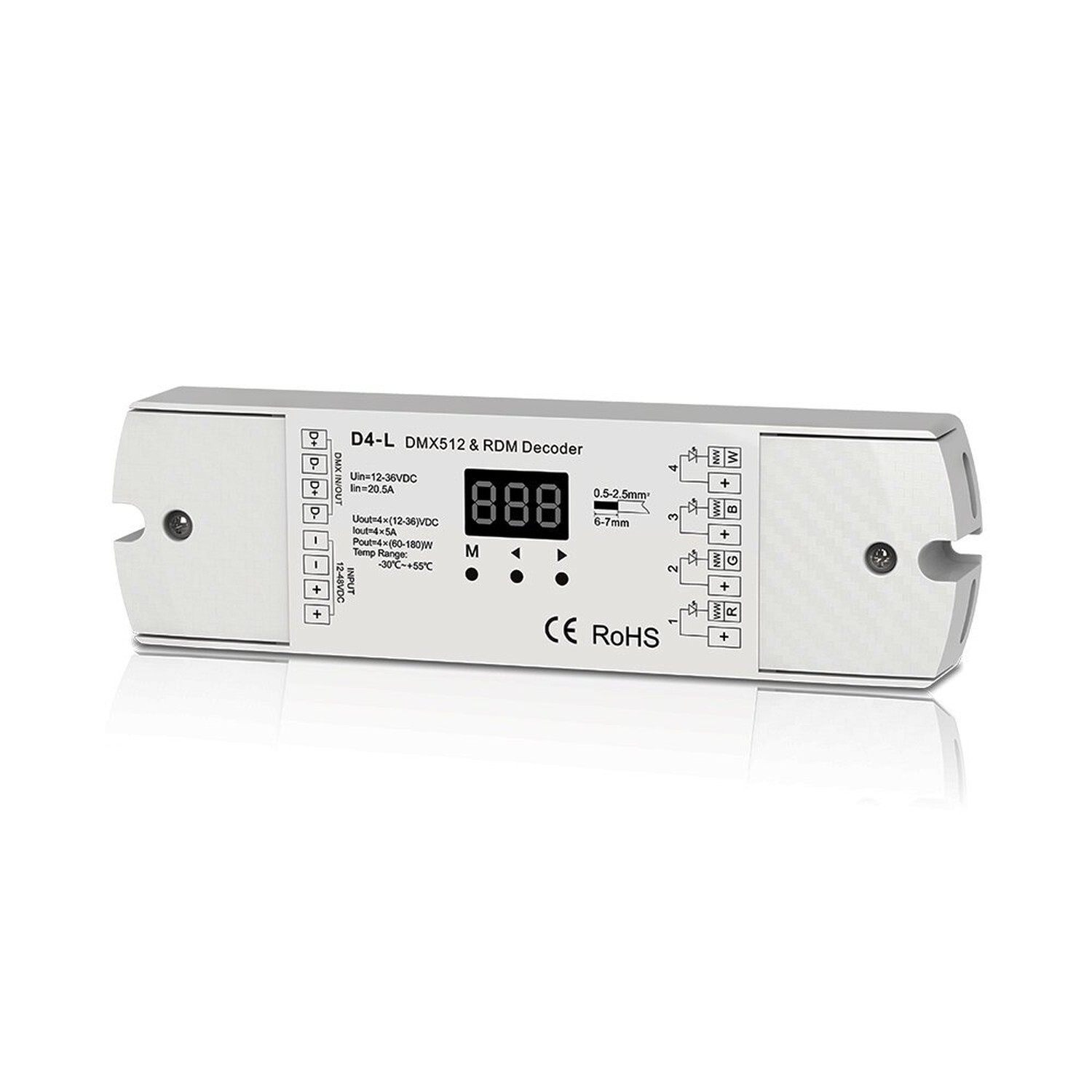 4CH 5A/CH Constant Voltage DMX512 & RDM Decoder RGBW Controller 4 Channel Dim...
